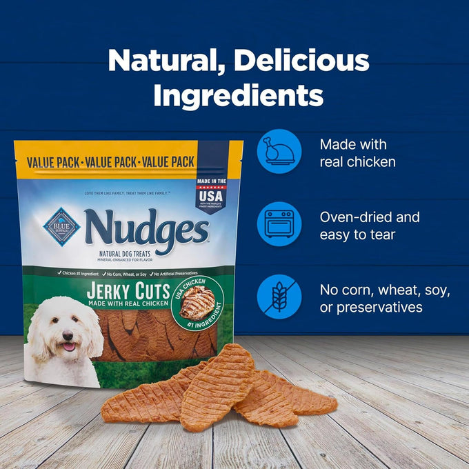 Blue Buffalo Nudges Jerky Cuts Natural Chicken Dog Treats 36oz Bag