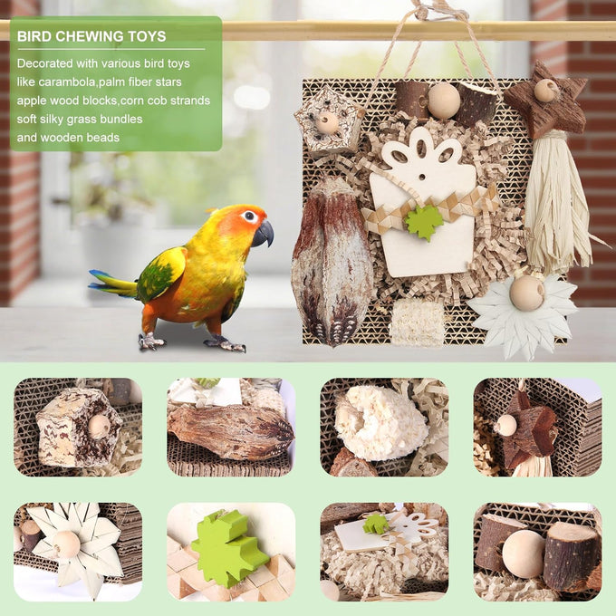 kyouki bird toys medium parakeet parrot conure hanging chewable cardboard foraging suitable budgies cockatiels lovebirds sun conures