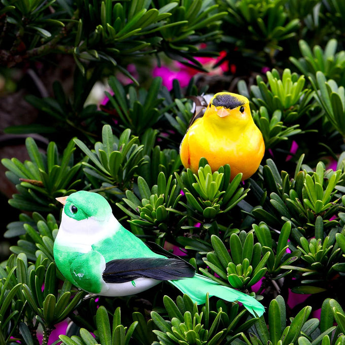 Threan 5-pcs artificial parrot bird ornaments for tree, wreath, and garden decor, assorted colors, 4.7 inches