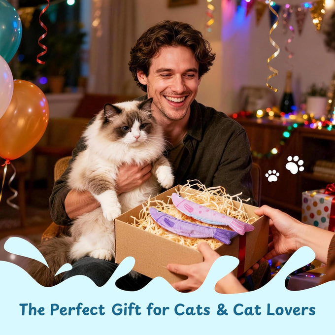 9000mg North American Catnip Floppy Fish Cat Toys for Indoor Cats with Crinkle Sound and Soft Cotton-Free Surface