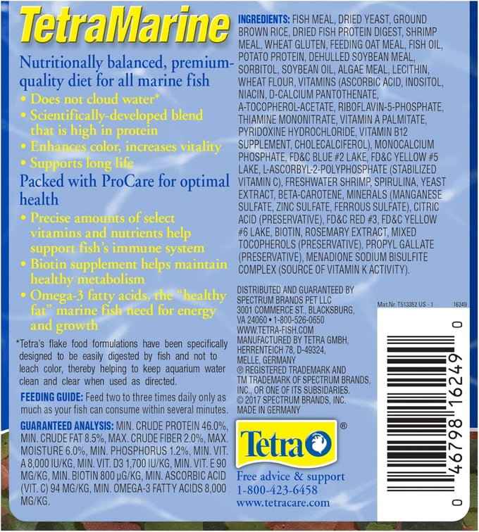 Tetra Marine Large Saltwater Flakes Nutritionally Balanced Fish Food for Saltwater Fish 5.65 oz