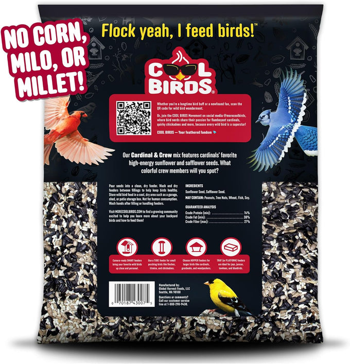 Cool Birds Cardinal & Crew 10 lb Black Oil Sunflower Blend for Cardinals, Grosbeaks & Chickadees Bird Food