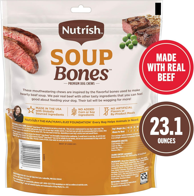 Rachael Ray Nutrish Soup Bones Premium Dog Chews with Real Beef and Barley, 11 Chews, Various Sizes