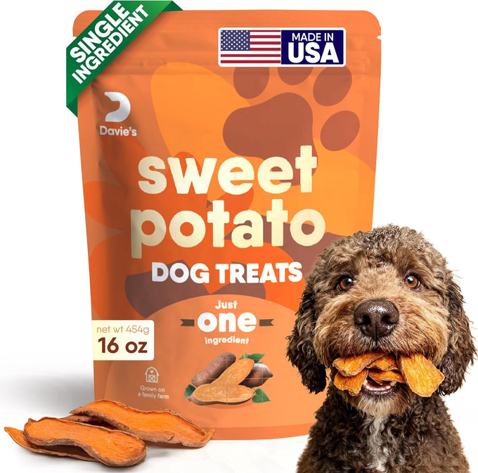 Davie's 100% Natural Sweet Potato Dog Chews, Low Fat, Low Allergenic, 1 lb. Bag