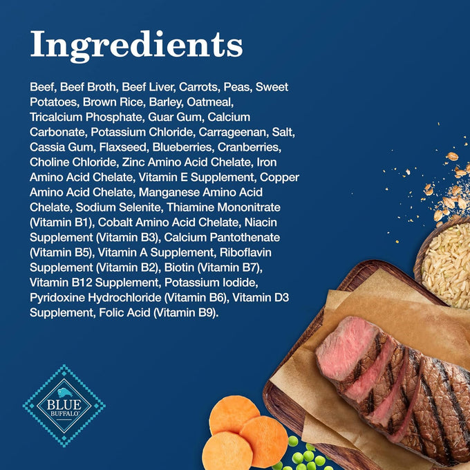 Blue Buffalo Homestyle Recipe Adult Wet Dog Food, 12.5-oz cans, 12 count, Made with Beef and Garden Vegetables, Natural Ingredients