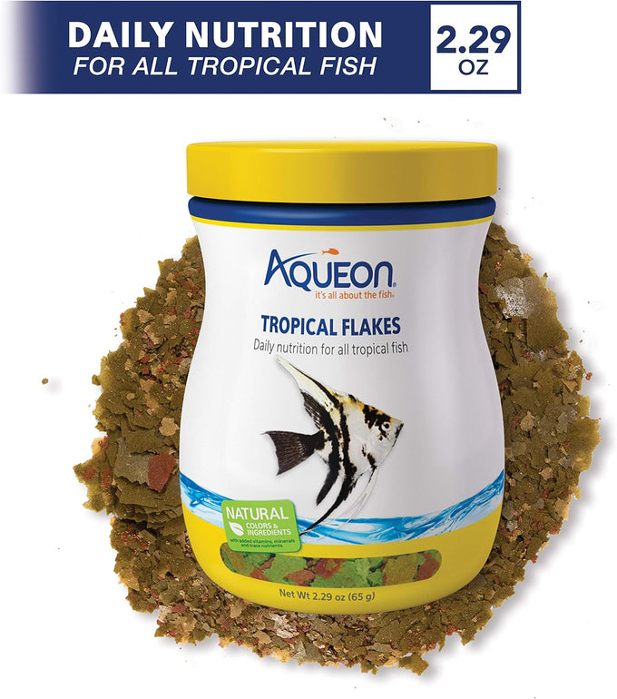 Aqueon Tropical Flakes, 2.29 Ounces, Natural Ingredients, Vitamins, and Minerals for Angelfish and Tropical Fish