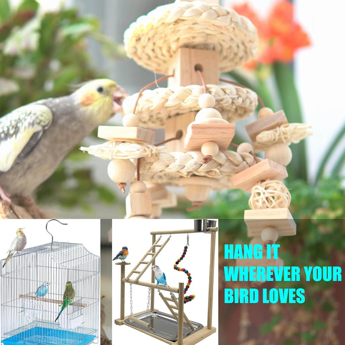 Natural bird toys for quaker parrot, lovebird, parakeet, cockatiel & conure - 100% natural, non-toxic, chew, shred & forage toys