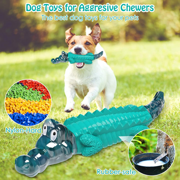 Jeefome Milk Flavored Alligator Dog Toys for Aggressive Chewers, 20-100lbs, Large & Medium Breed Dogs