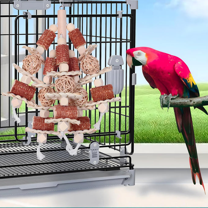 Natural Corn Stick Parrot Toys for Small to Medium-Sized Macaws, African Greys, Cockatoos, and Sun Conures