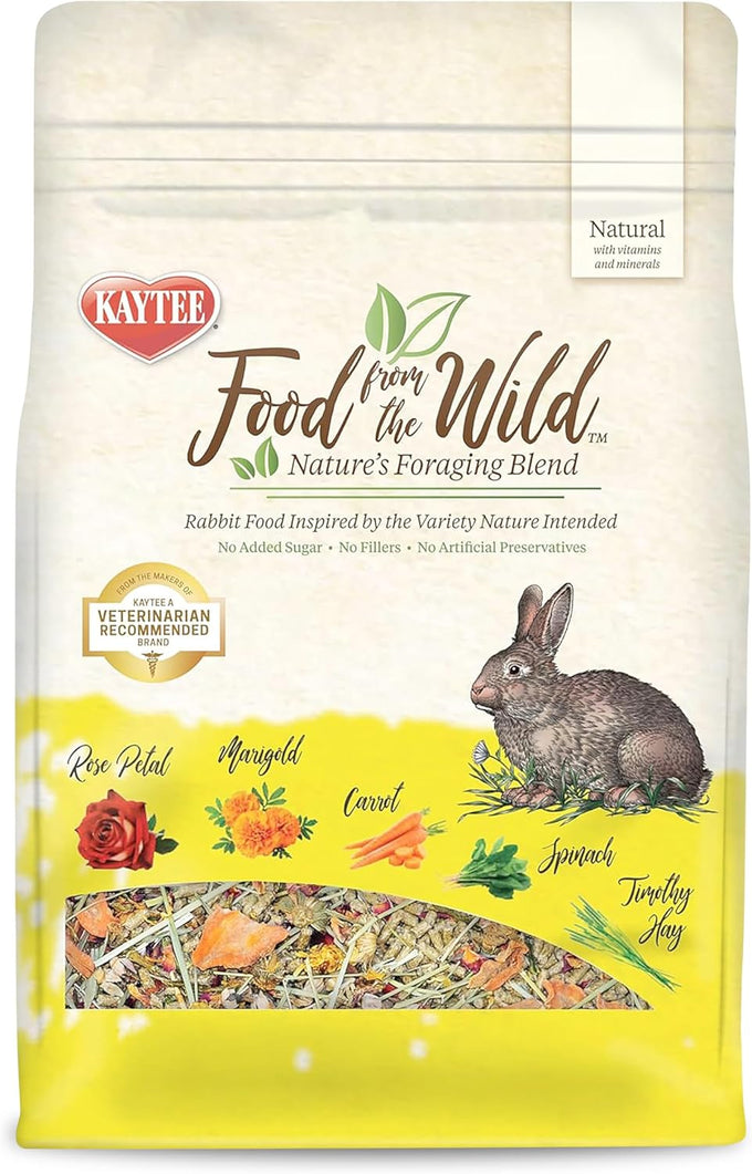 Kaytee food from the wild natural pet rabbit food, premium pellets, 4 pound, timothy hay, no added sugar