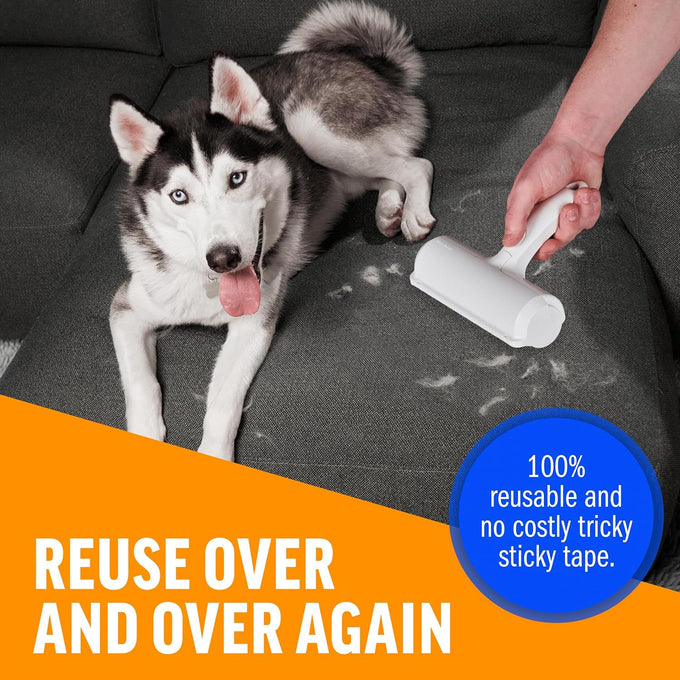 ChomChom Original Size Reusable Pet Hair Remover for Cats and Dogs on Furniture, Carpets, and More - White