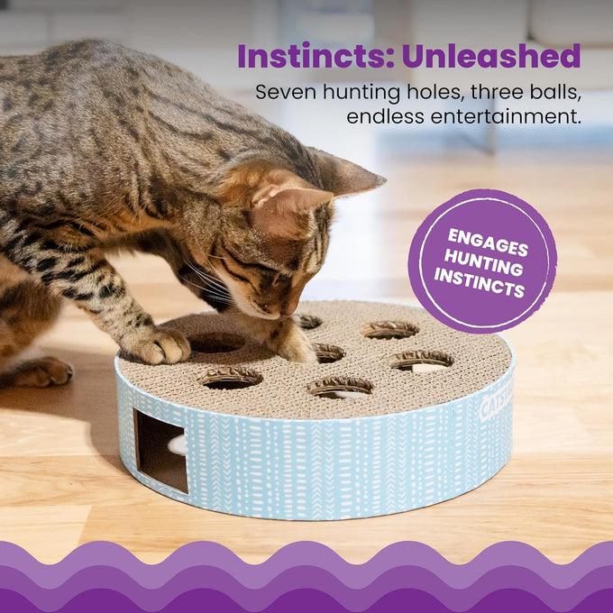 Catstages Scratch N' Hunt Interactive Cat Puzzle Toy for Indoor Cats with Claw Trimming Scratcher and 3 Hunting Balls