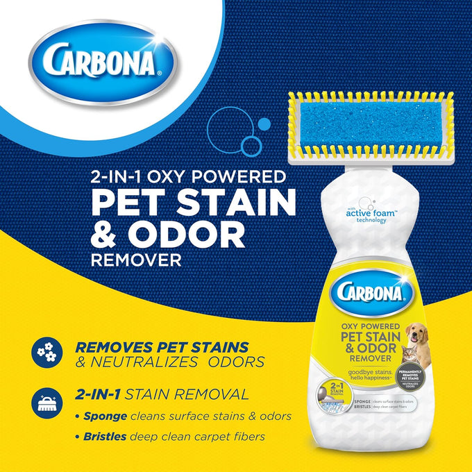 Carbona 2-in-1 oxy-powered pet stain & odor remover for carpets, 13.5 fl oz, 2-pack