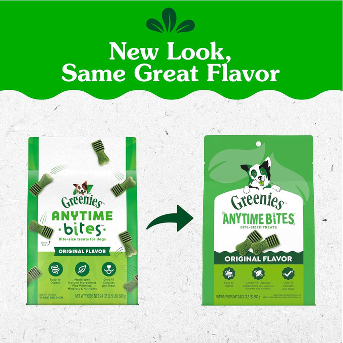 Greenies Original Flavor Anytime Bites Dog Treats, 24 oz, Small, Irresistible Taste, USA Made, 13 Calories Per Treat