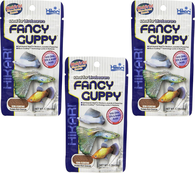 Tropical fancy guppies for pet health, 3-pack, 0.77-ounce each, 3-count, Hikari Usa