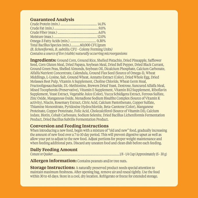Kaytee Food from The Wild Natural Pet Conure Bird Food, 2.5 Pound Premium Foraging Mix Without Fillers