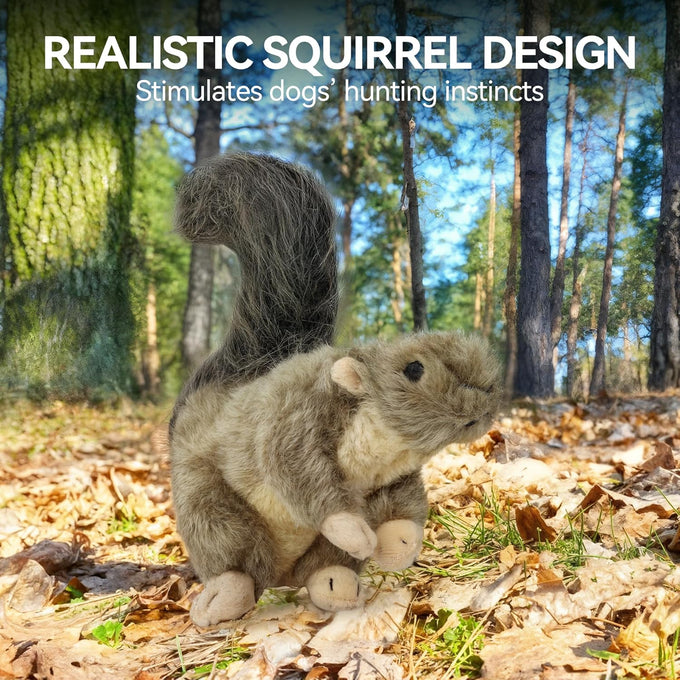 All for Paws large interactive dog squirrel plush squeaky toy for puppy enrichment and stimulation