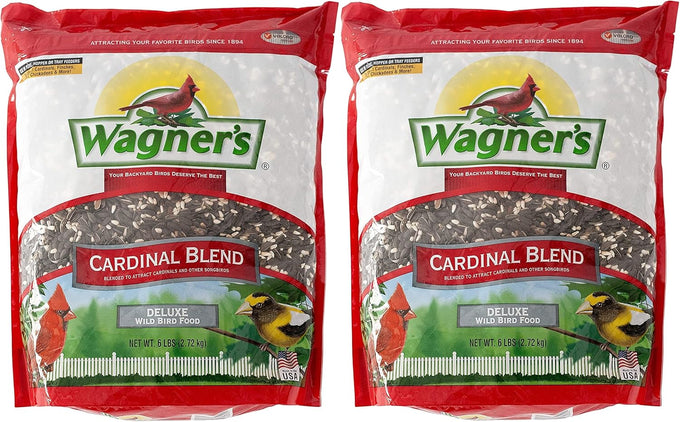 Wagner's Cardinal Blend Wild Bird Food 2-Pack, 12-Pound, 60% Black Oil Sunflower Seeds and 40% Safflower Seeds
