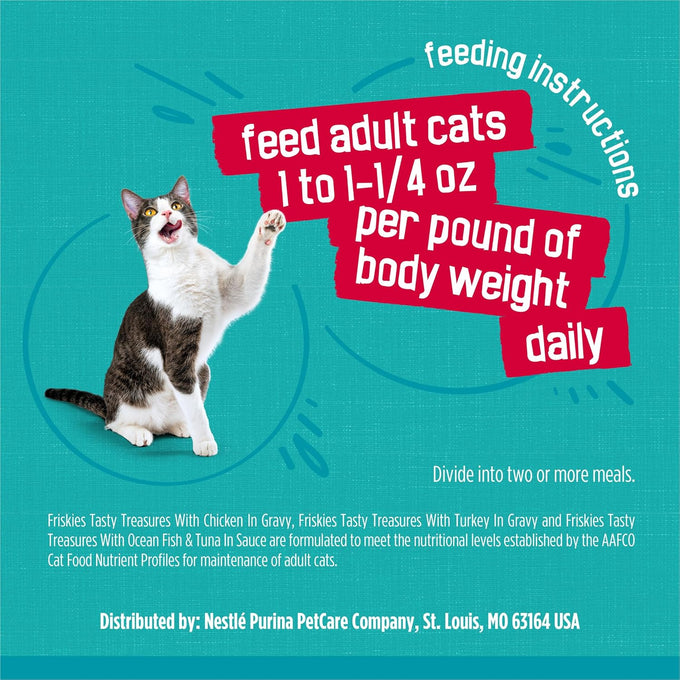 Purina Friskies 5.5 Ounce Wet Cat Food Variety Pack with Ocean Fish Tuna Chicken Turkey