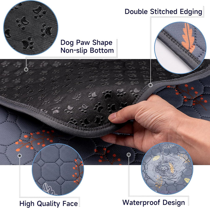 Sunheir Washable Pee Pads for Dogs, Grey, 2 packs, Heavy Absorbency, Waterproof, Non-Slip, Reusable, Potty Training