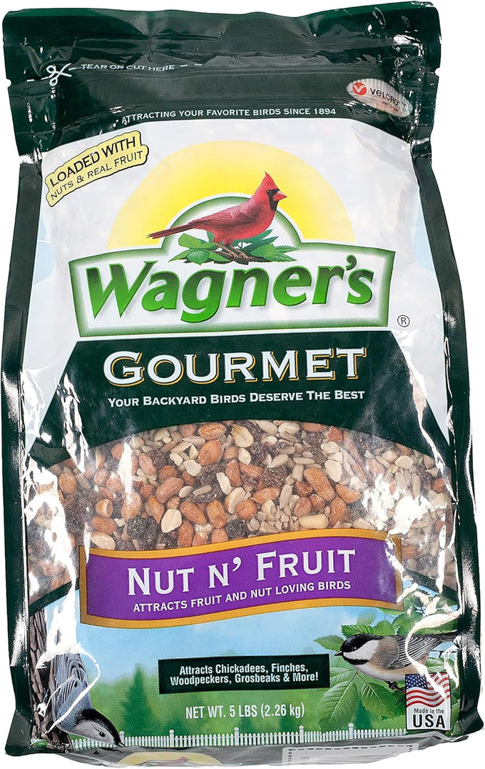 Wagner's Gourmet Nut & Fruit Wild Bird Food, 5 Pound, 82072, Attracts Cardinals & More
