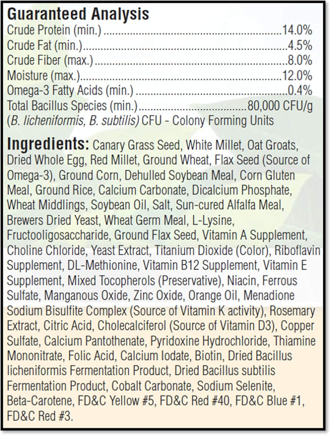 Kaytee Forti-Diet Egg-Cite Pet Bird Food for Cockatiels, 5 pound, High Protein, Omega 3, real eggs and honey