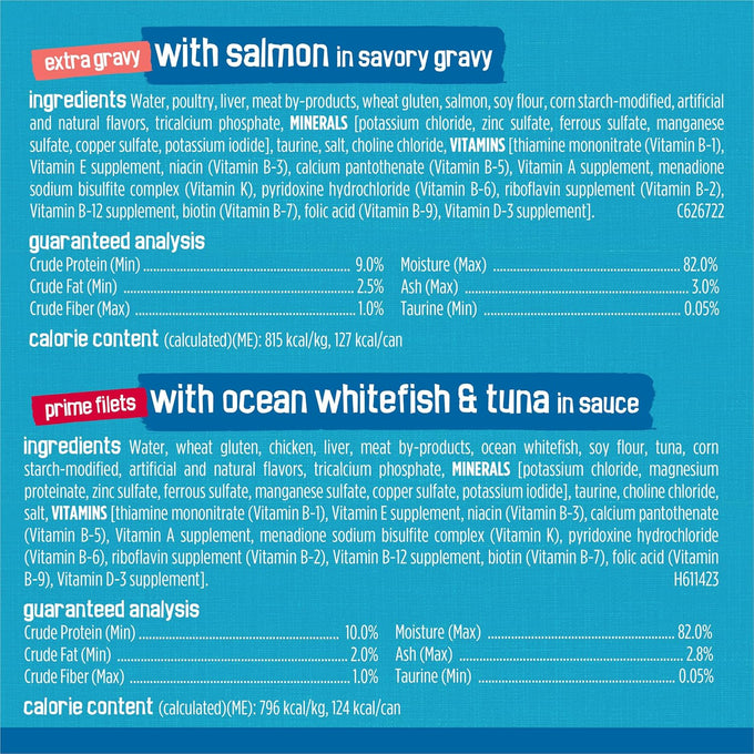 Purina friskies wet cat food variety pack 32 oz cans prime filets tasty treasures fish-alicious extra gravy