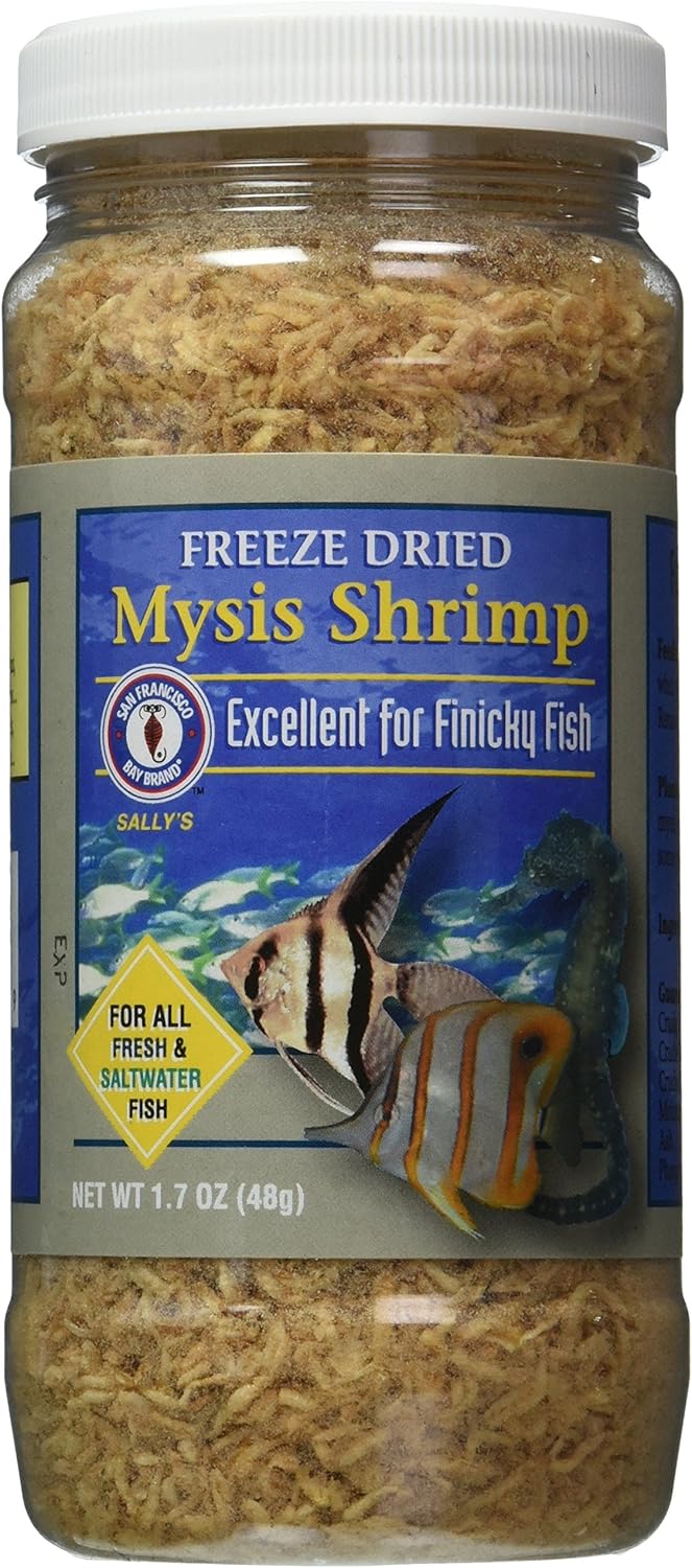 San Francisco Bay Brand Freeze-Dried Mysis Shrimp Food for Tropical and Freshwater Fish, 0.49 oz (14g)