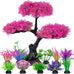 ameliade pink cherry blossom tree aquarium decor set for goldfish betta fish tank decorations