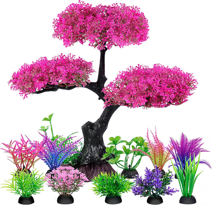 ameliade pink cherry blossom tree aquarium decor set for goldfish betta fish tank decorations