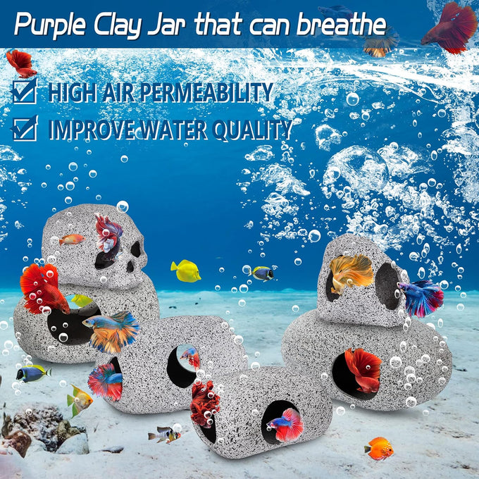ameliade medium aquarium decorations ceramic cave fish tank accessories rock decor for small fish