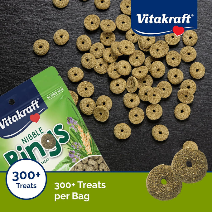 Vitakraft Nibble Rings Small Animal Treat, 10.6 oz, Wholesome Wheat & Alfalfa, Vitamins, Artificial-Free