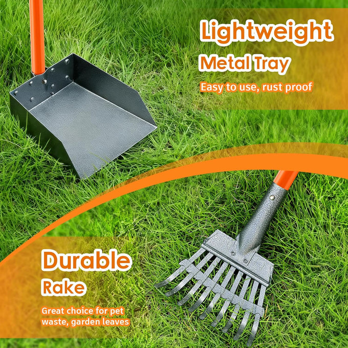 Pooper Scooper, stainless steel, long handle, medium small dog, heavy duty, pet supplies