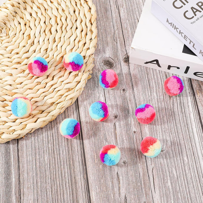 Kalione 30-pcs 1.2-inch Soft Plush Rainbow Cat Toy Balls, Fuzzy Kitty Balls for Cat Kitten Pet Playing Exercising