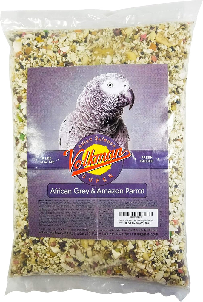 volkman avian science super african grey bird food 4lb for african grey parrots and amazons