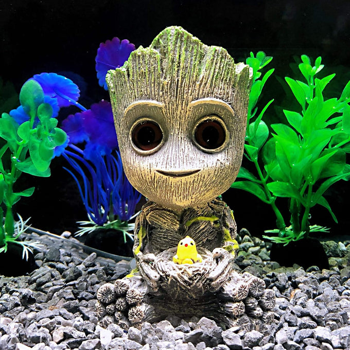 Groot Aquarium Air Bubbler Decorations with Non-Toxic Resin for Fish Tanks, Air Stone Set