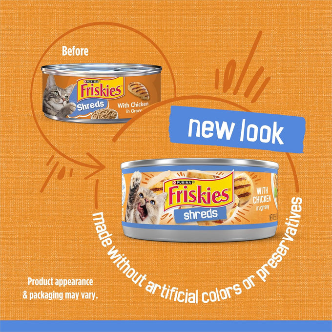 Purina Friskies Shreds With Chicken in Wet Cat Food Gravy - (Pack of 24) 5.5 oz. Cans