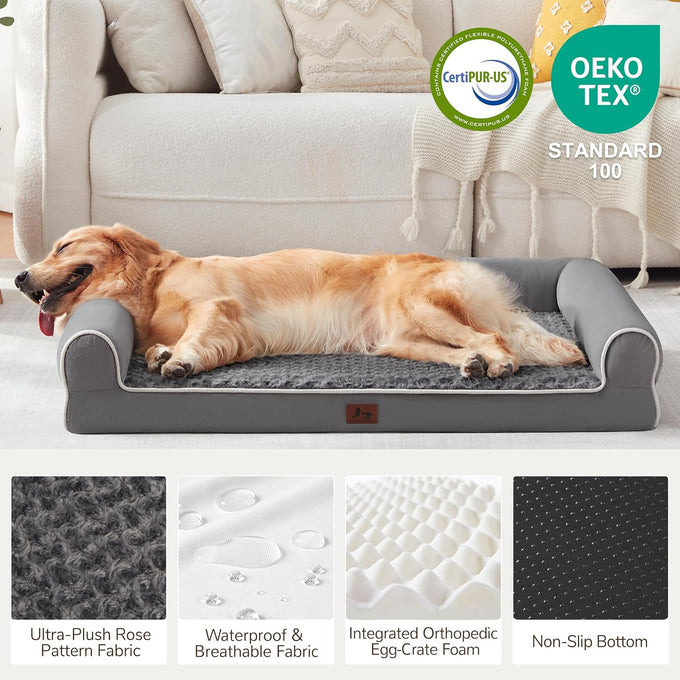 Large Dog Bed Dark Grey 45x35x7 Inch Orthopedic XXL Dog Bed for Medium Size Dogs