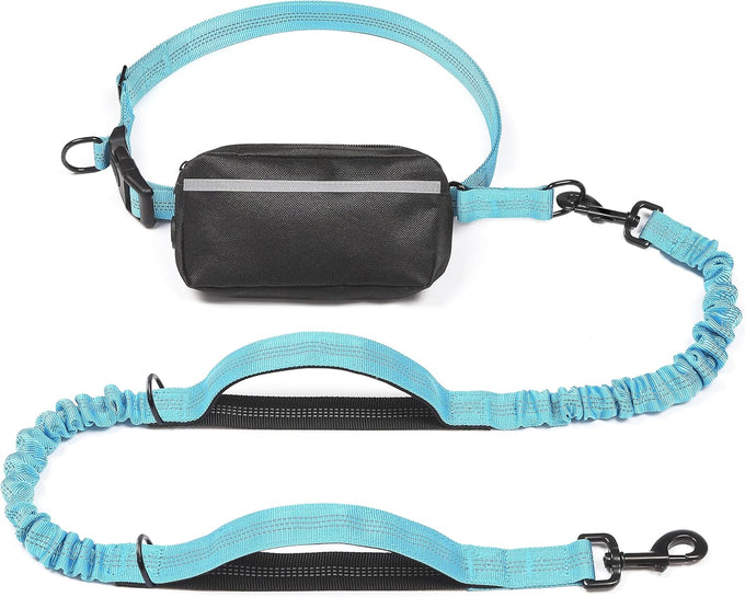 iYoShop hands-free dog leash with zipper pouch for walking jogging and running dogs (Large, 25-120 lbs, Black)