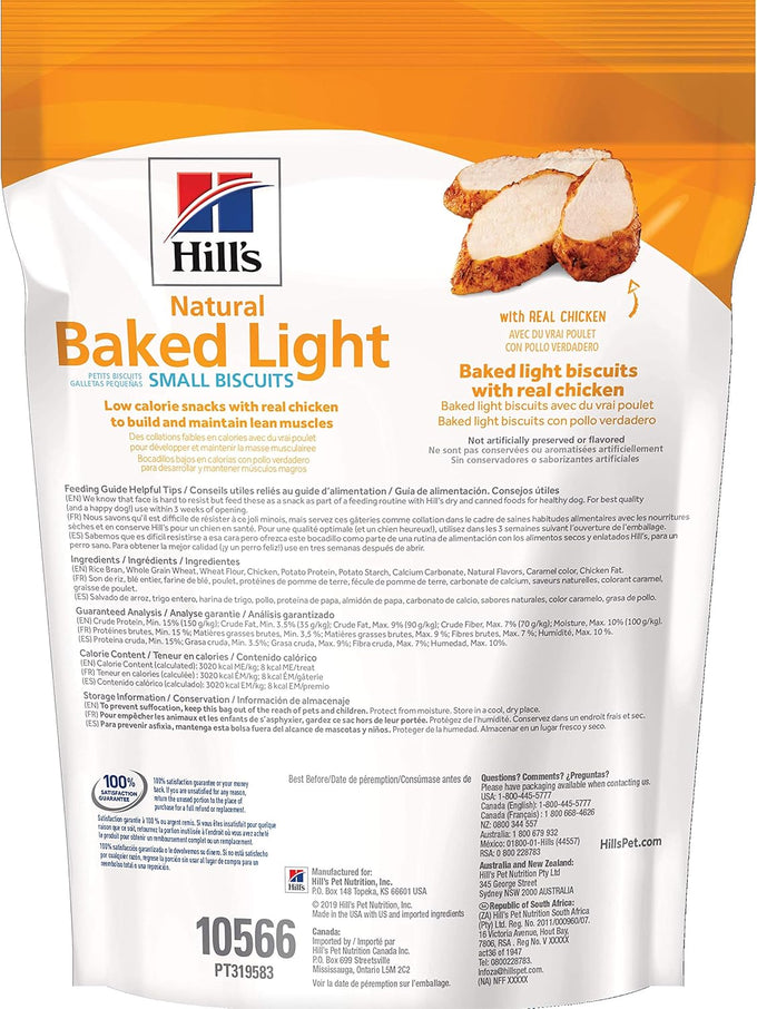 Hills natural baked light biscuits for small dogs with real chicken, 8 oz bag
