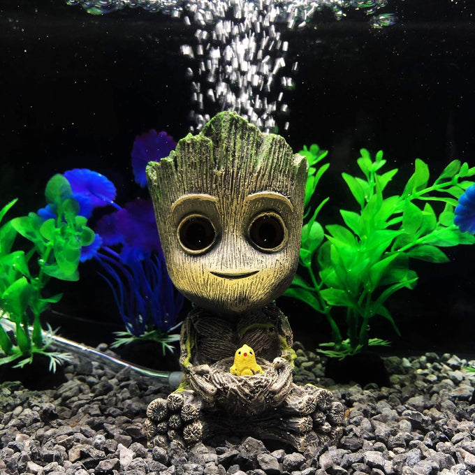 Groot Aquarium Air Bubbler Decorations with Non-Toxic Resin for Fish Tanks, Air Stone Set