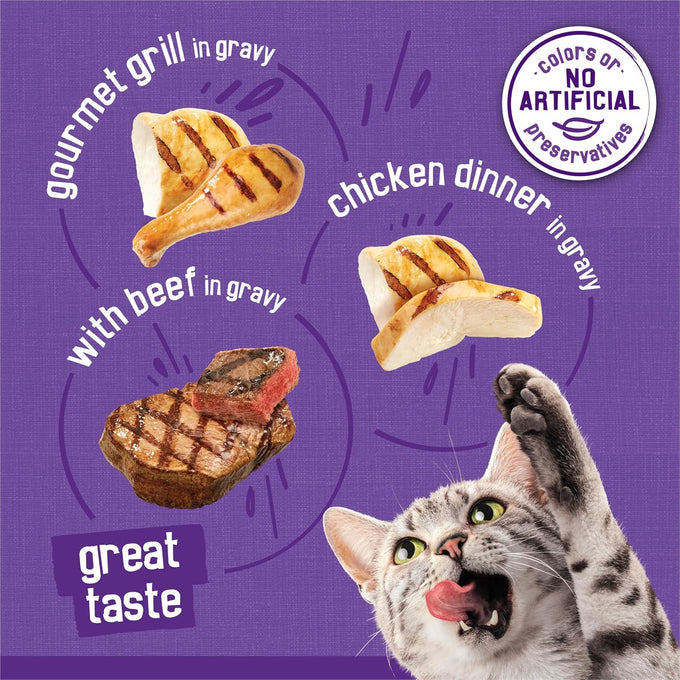 Purina Friskies Gravy Wet Cat Food Variety Pack, Meaty Bits, 24-pack, 5.5 oz cans
