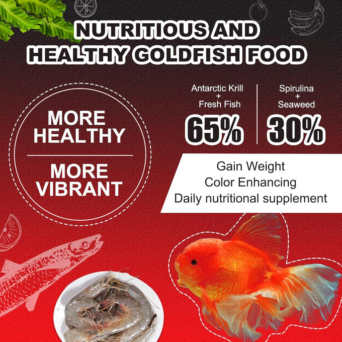 Floating Goldfish Food Pellets with Natural Antarctic Krill & Spirulina, Promotes Growth and Clear Water Formula, 12oz