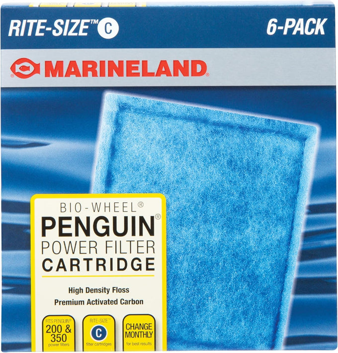 Marineland Rite-Size Penguin Bio-Wheel Filter Cartridges, C-Size, 6-Count, Replacement, US Made