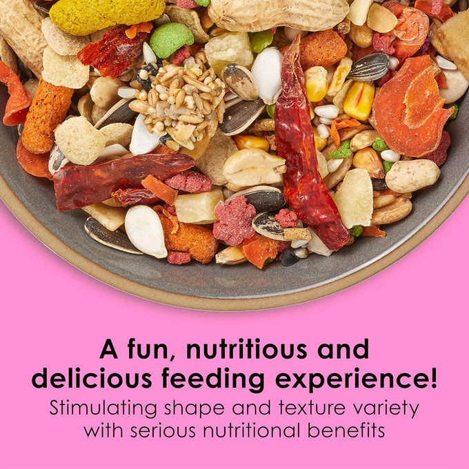 Kaytee Fiesta Big Bites Small Parrot & Conure Food, 4 Pounds, Nutritious and Fun Blend for Skin, Feather, Digestion, Brain and Heart Health