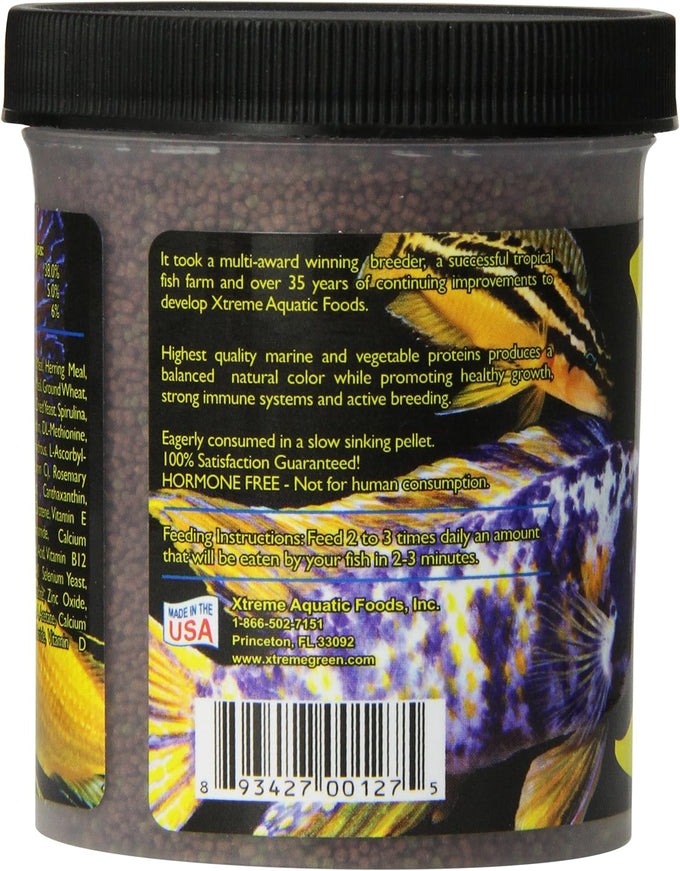 Xtreme Xtreme Community Peewee 1.5mm Pellets: USA Farm Grown, Slow Sinking for Community Fish, 5oz