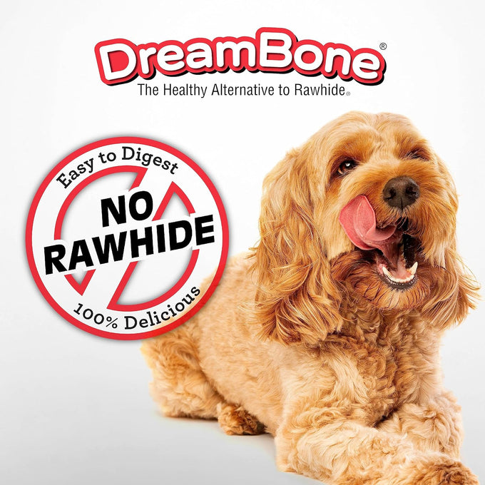 DreamBone triple flavor twisties, 25 count, rawhide-free, real beef, pork, and chicken