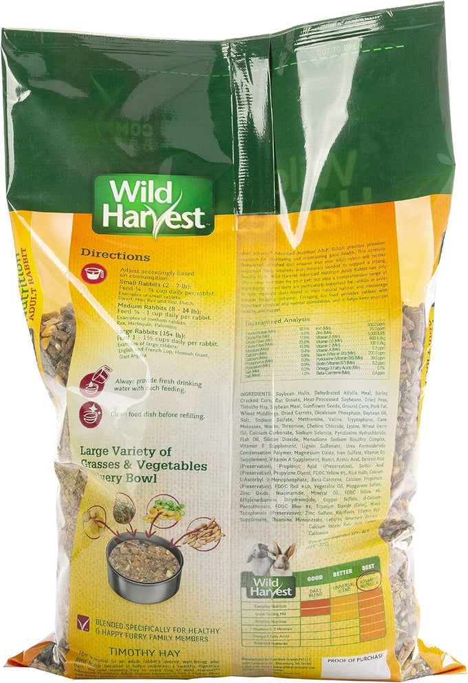 Wild Harvest Advanced Nutrition Adult Rabbit, Complete and Balanced Diet, 8 Pounds, Pack of 3