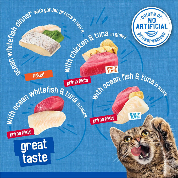 Purina Friskies Oceans of Delight Wet Cat Food Variety Pack - 40 Cans, 5.5 oz, Adult Cat Food