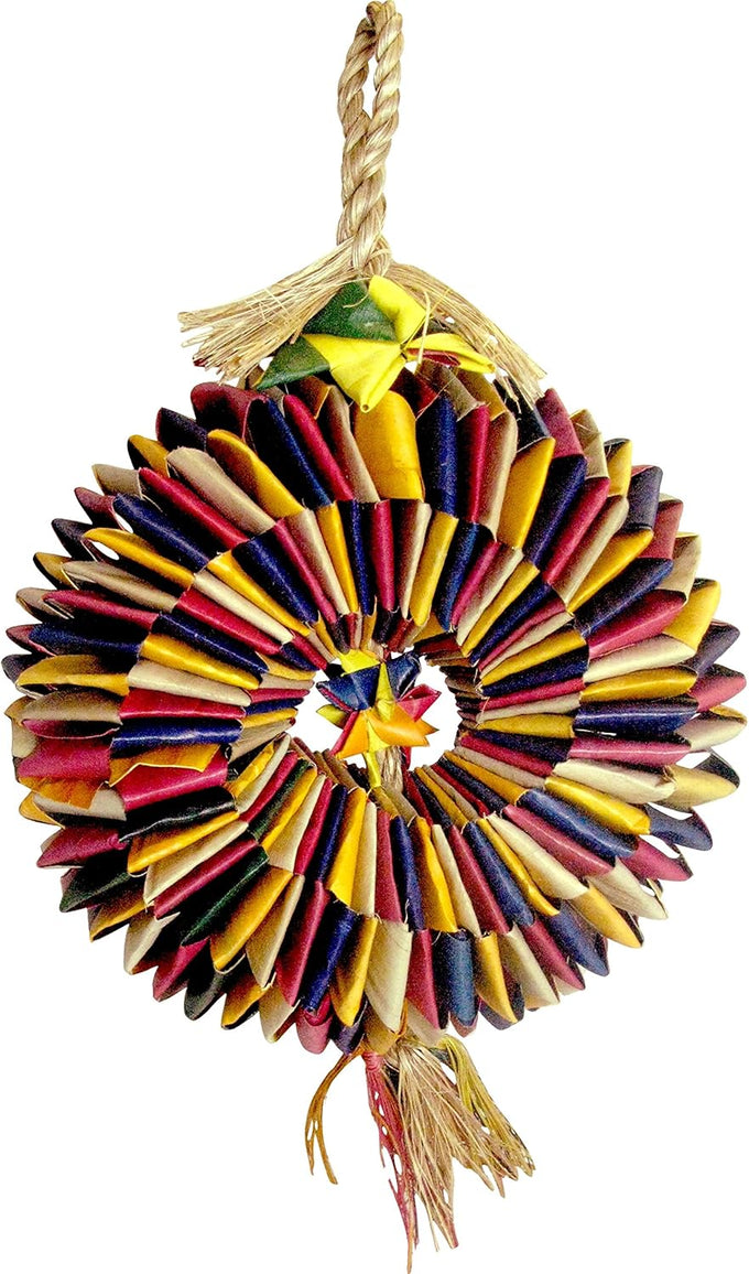 Planet Pleasures bird tire toy, medium, 5.5" wide x 9.5" long, natural palm leaf